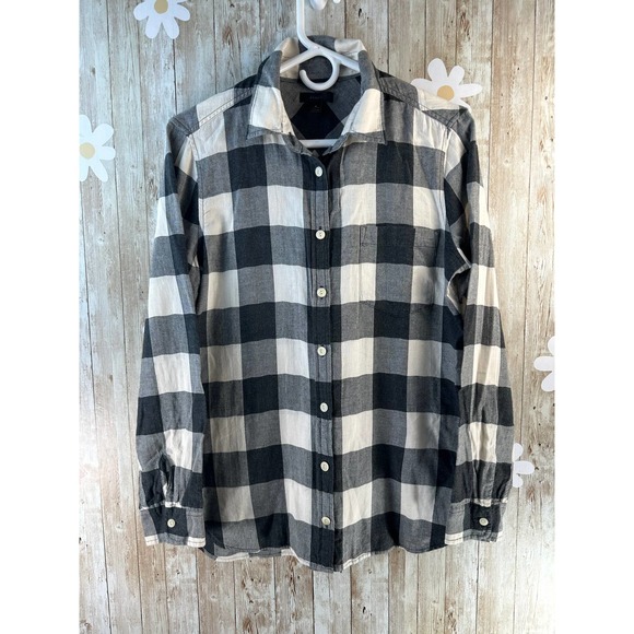 J.Crew Women's Button Up Shirt Womens Sz 8 Blue Black Plaid Printed Top Lot of 3 - Picture 8 of 14